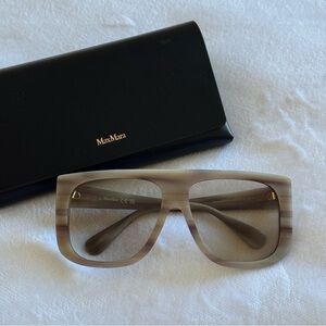New! MaxMara Brown Sunglasses, Flat Top, MM0073 20E, New, Authentic